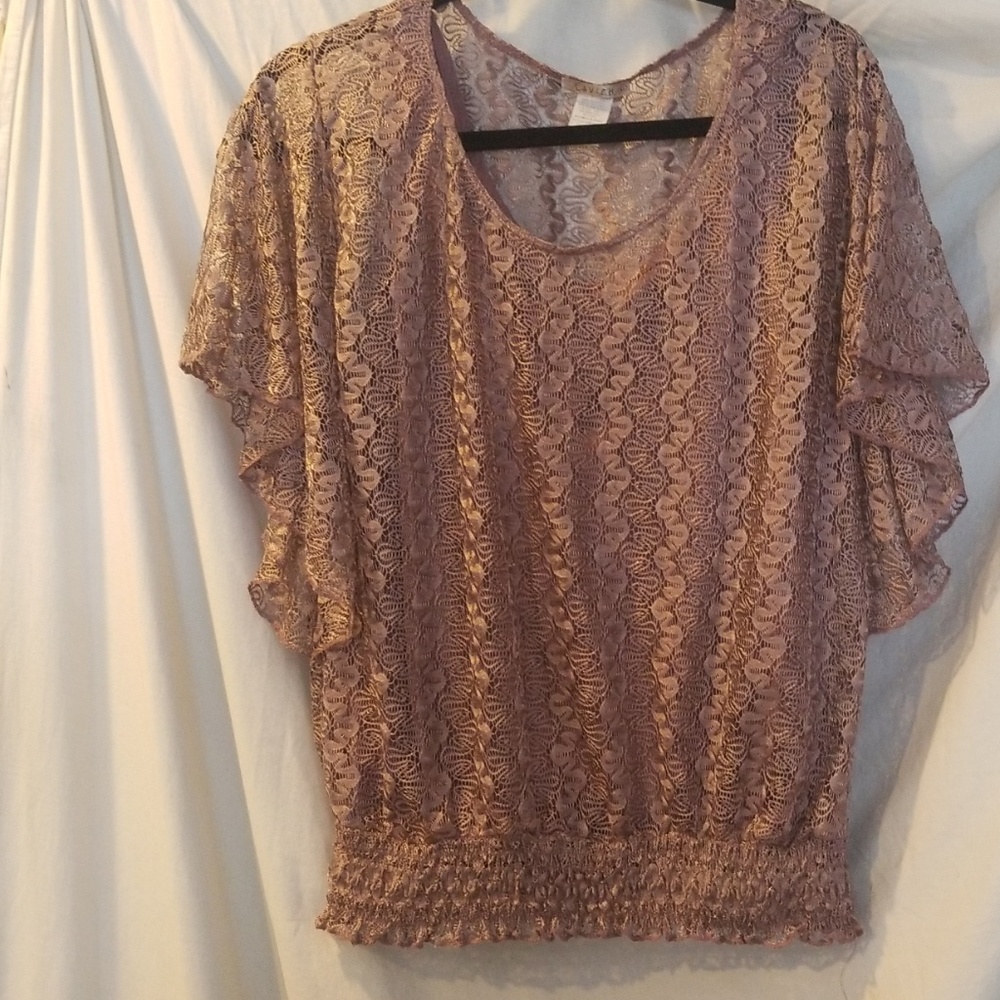 Lacy pull over top with attached cami.